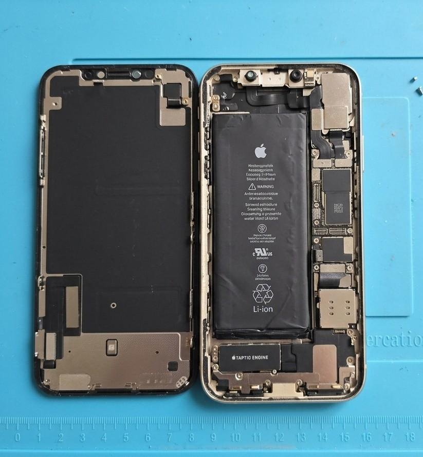 Interior de iPhone abierto para reparación de tapa trasera y cambio de batería